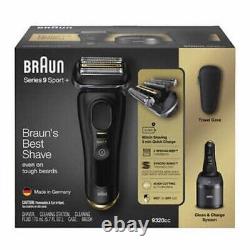 Braun Series 9 Sport+ Shaver, Clean & Charge System, Wet or Dry Use, Waterproof