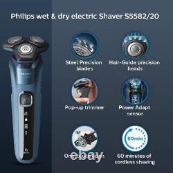 Philips Rasoir Électrique S5582/20 avec Technologie SenseIQ Rasage Wet & Dry Bleu