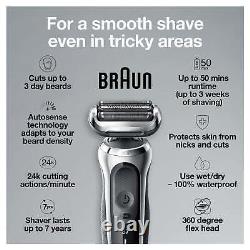 Rasoir électrique Braun Series 7 7025s Flex Rechargeable Wet Dry pour homme avec barbe