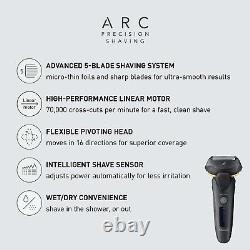 Rasoir électrique Panasonic ARC5 pour hommes avec tondeuse escamotable, utilisation humide ou sèche, lame à 5 branches ES-LV67-K